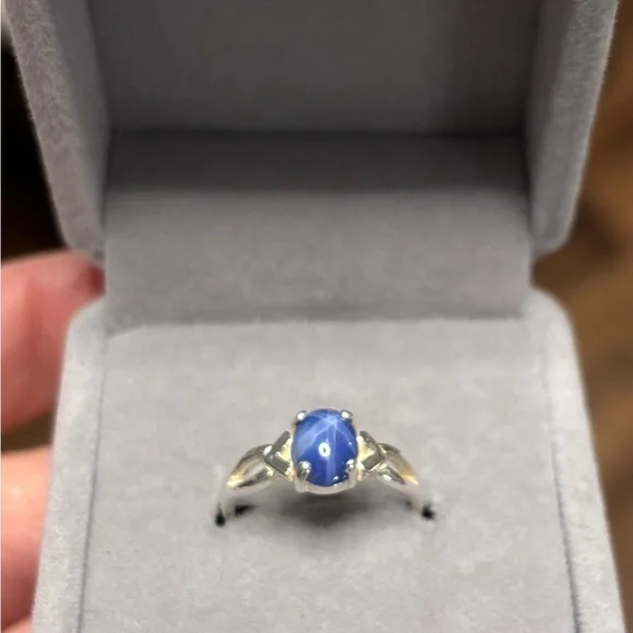 Beautiful Linde 6 Rays Blue Star Sapphire in 925 Sterling Silver Ring Size 5.5 - Picture 5 of 6
